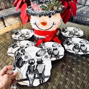 6 Anthropologie Wild Masquerade Canapé Plates by Balducci